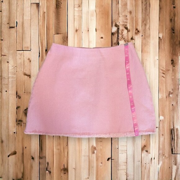 Urban Outfitters Mercy Pink Denim Raw Edge Mini Skirt Size Small - Picture 7 of 12